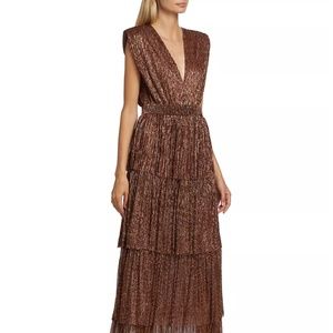 Skylar Tiered Belted Metallic Gown